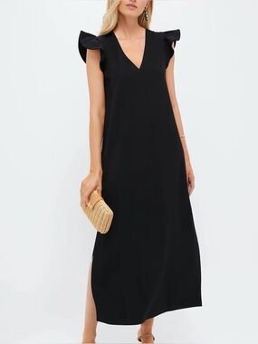 POMANDER PLACE Black Flutter Sleeve Miko Dress NWT